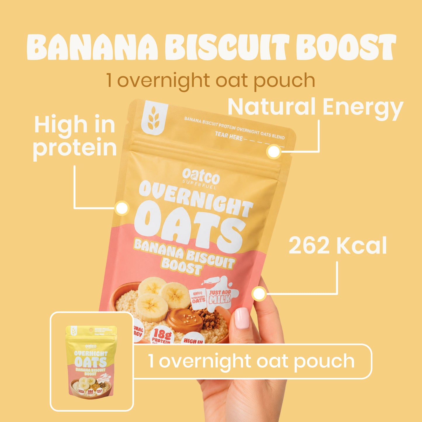 Banana Biscuit Boost Superfuel Overnight Oats | Single Pouch